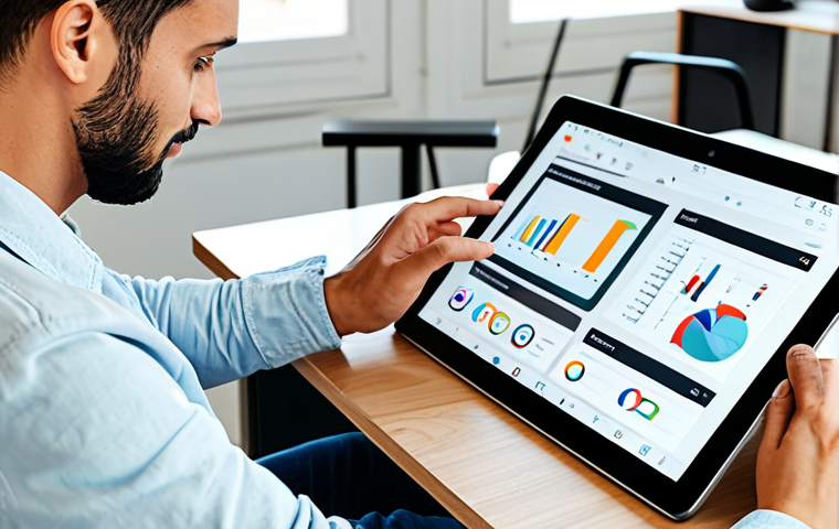 A skilled graphic designer in a bright, modern co-working space in Lisbon, Portugal, fully clothed in smart-casual attire, working on a digital illustration on a large tablet. Lots of natural light. Safe for work, appropriate content, professional, perfect anatomy, well-formed hands, high resolution, realistic style.