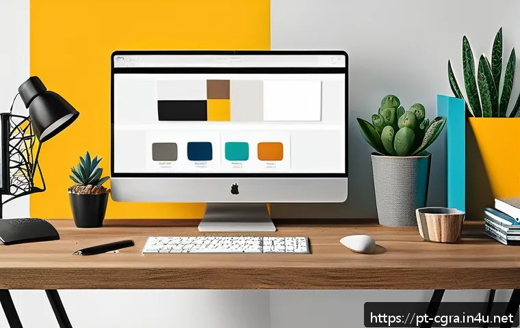 컴퓨터그래픽스운용기능사 자격증 필수 준비물 - A detailed digital illustration of a modern graphic designer’s workspace tailored for a Brazilian